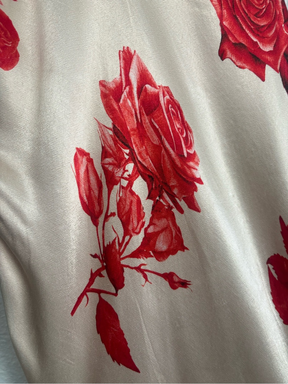 MESHKI Red Rose Champagne Satin Slip Maxi Dress Size S - Picture 10 of 16